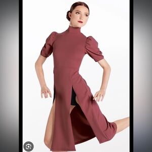 Balera Maroon Dance Costume with Puff Sleeves